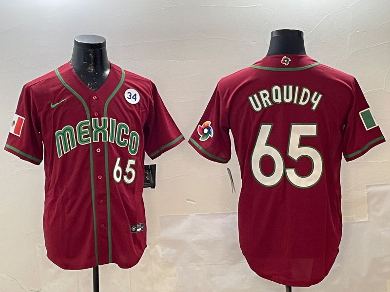 Men 2025 World Cub Mexico #65 Urquidu Red Nike MLB Jersey style 4